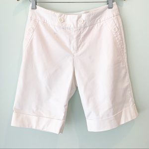 🏷️ Banana Republic Jackson Fit White Stretch Bermuda Tailored Cuffed Shorts 2